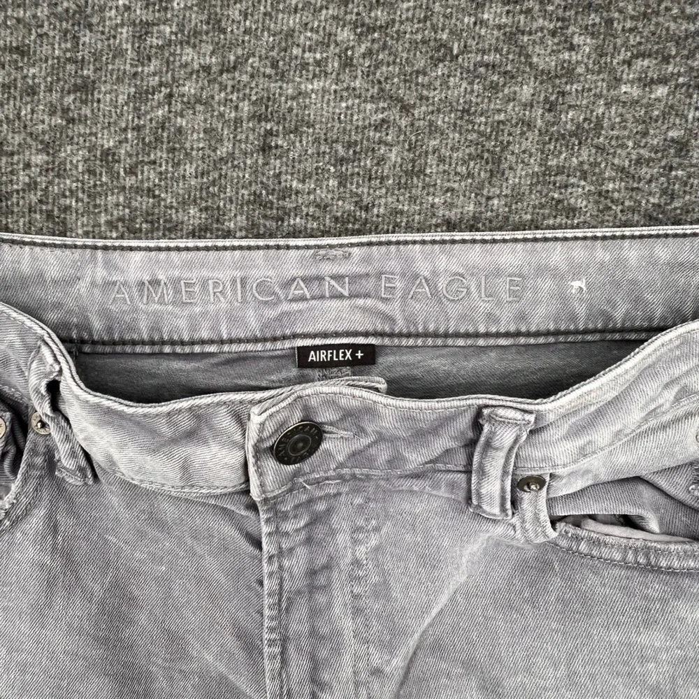 American Eagle Airflex+ Skinny Jeans Mens Grey Distressed Acid Wash Denim 33 - Picture 6 of 11